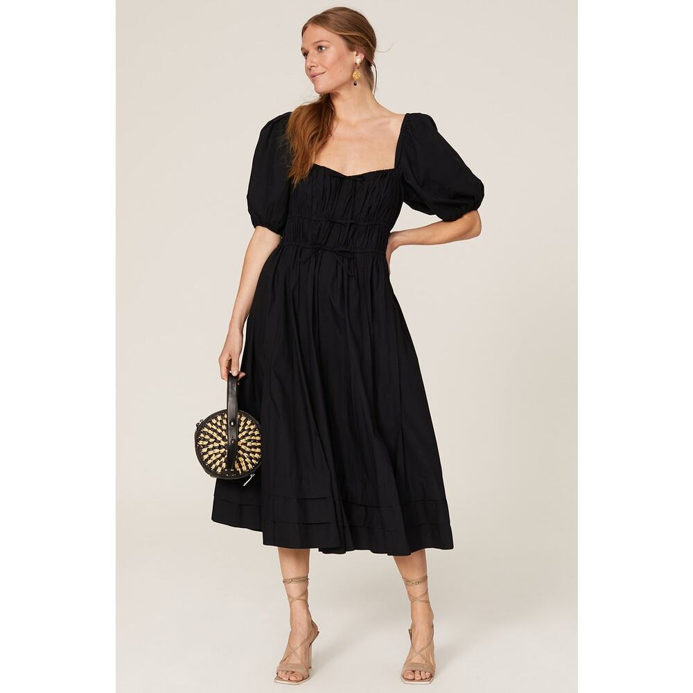 Ulla Johnson Black Puff-Sleeve Midi Dress - Picture 5 of 13